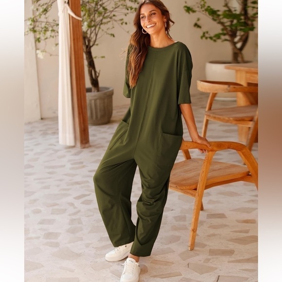 HOTSHOT TEE ONESIE Oversized Slouchy Fit Woman’s Jumpsuit in Green Medium NWT - Picture 10 of 12